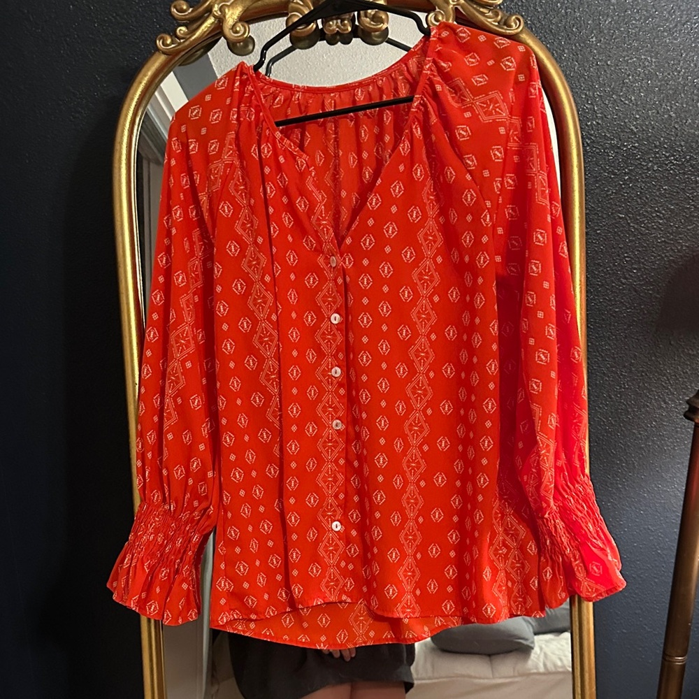 Women's Red Patterned Blouse